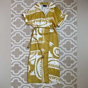 Mango Mustard and White Wrap Dress